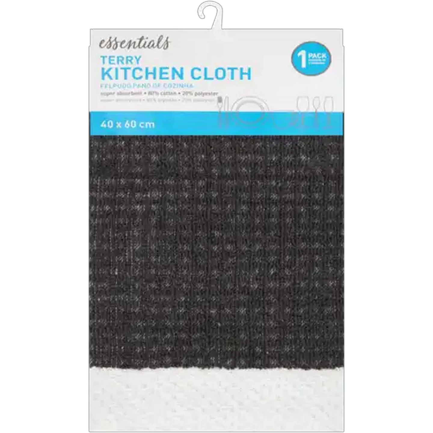 Image of Essentials Black Terry Kitchen Cloth