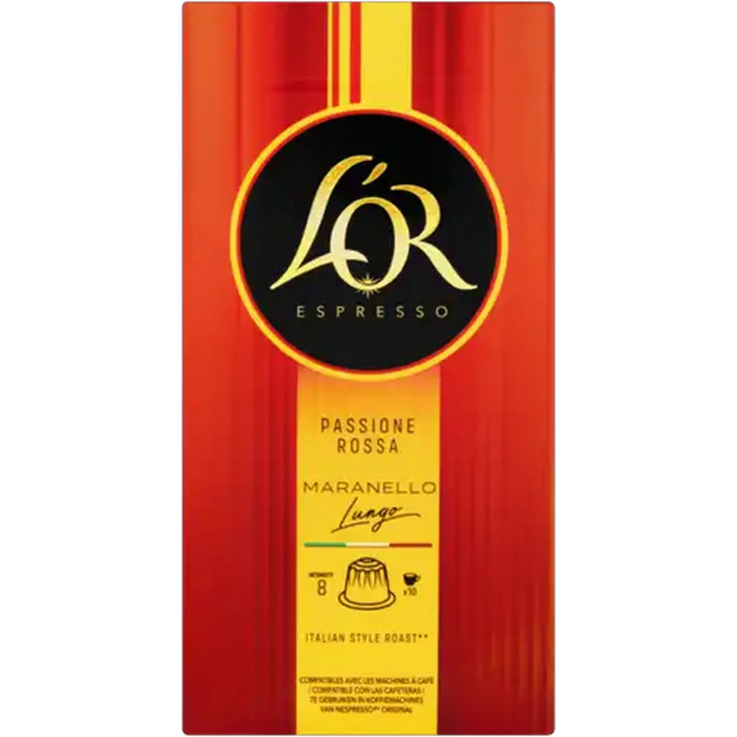 Image of L'OR Passione Rossa Maranello Lungo Coffee Capsules 10 Pack