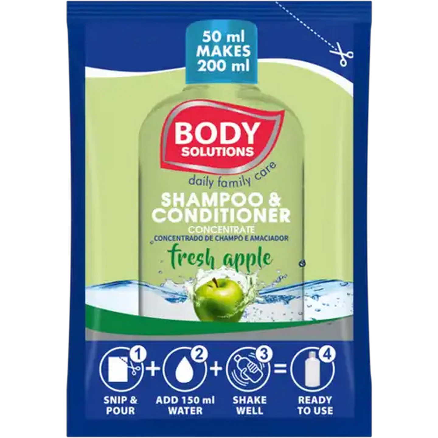 Image of Body Solutions Fresh Apple Shampoo & Conditioner Concentrate 50ml