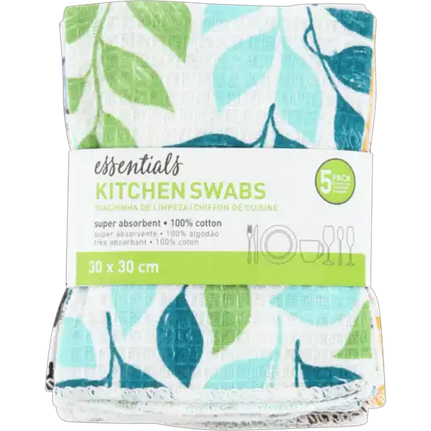 Image of Essentials Printed Leaf Swabs 5-Pack (Design May Vary)