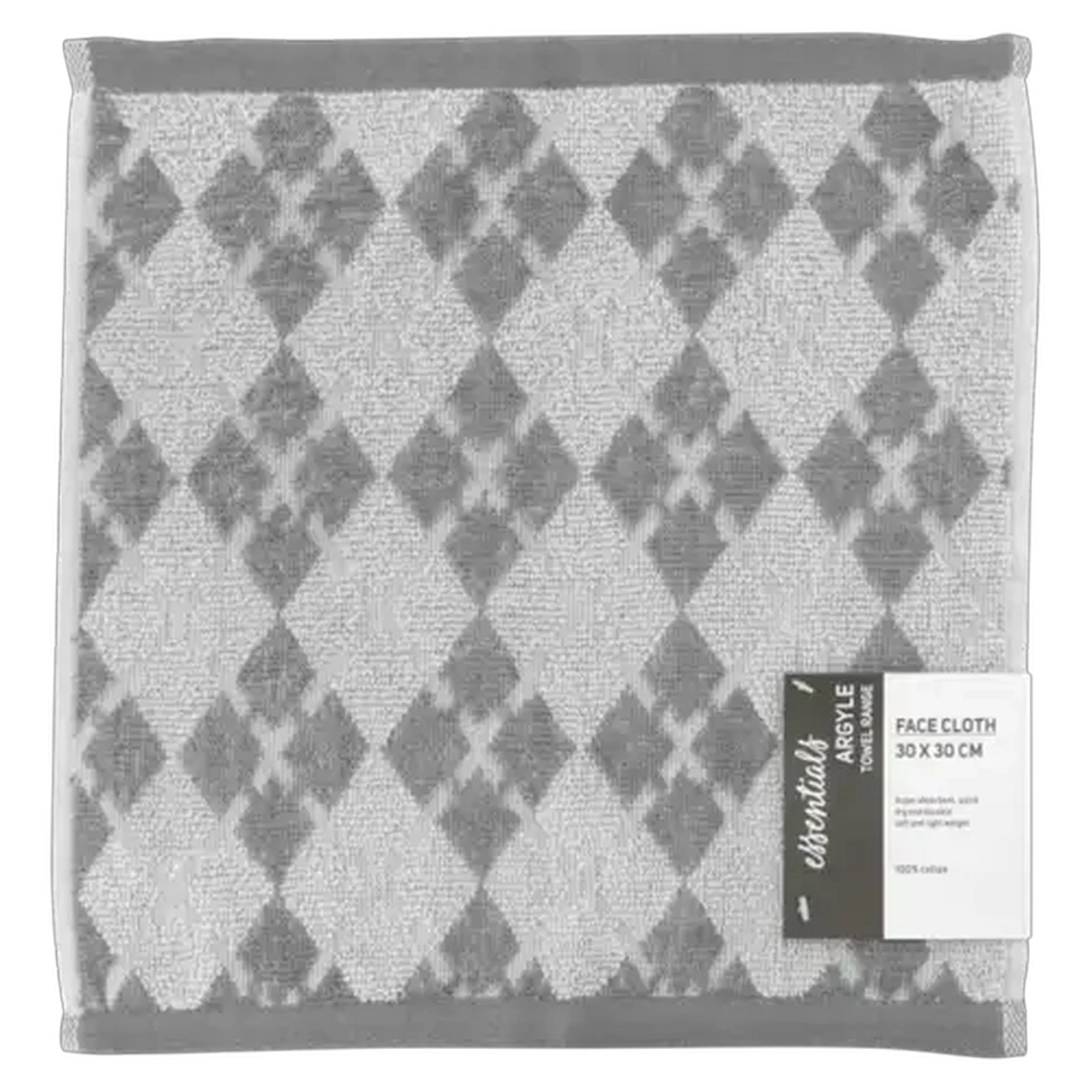 Image of Essentials Argyle Grey Face Cloth 30 x 30