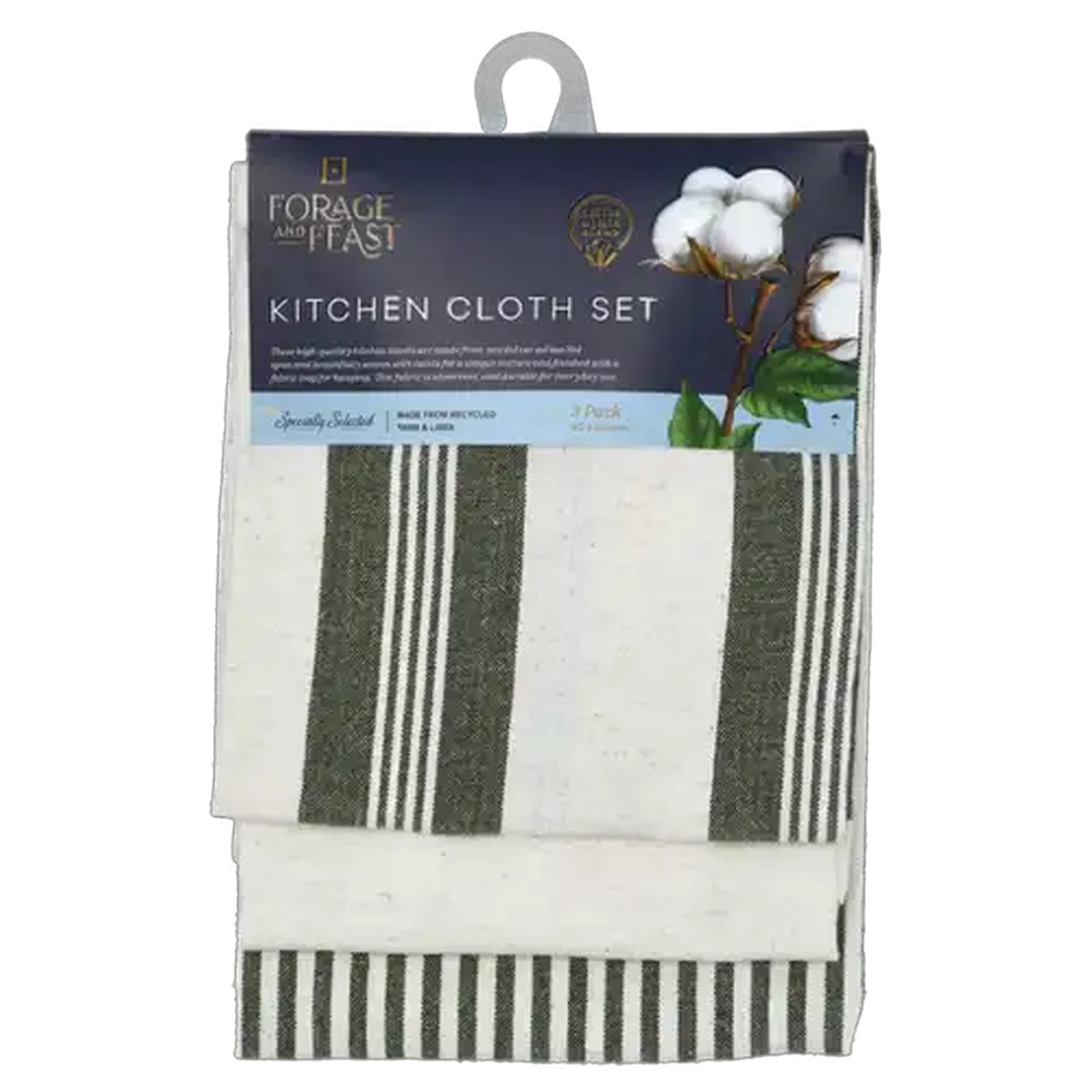 Image of Forage And Feast Green Savor Kitchen Cloth 3-Pack 40 x 60cm