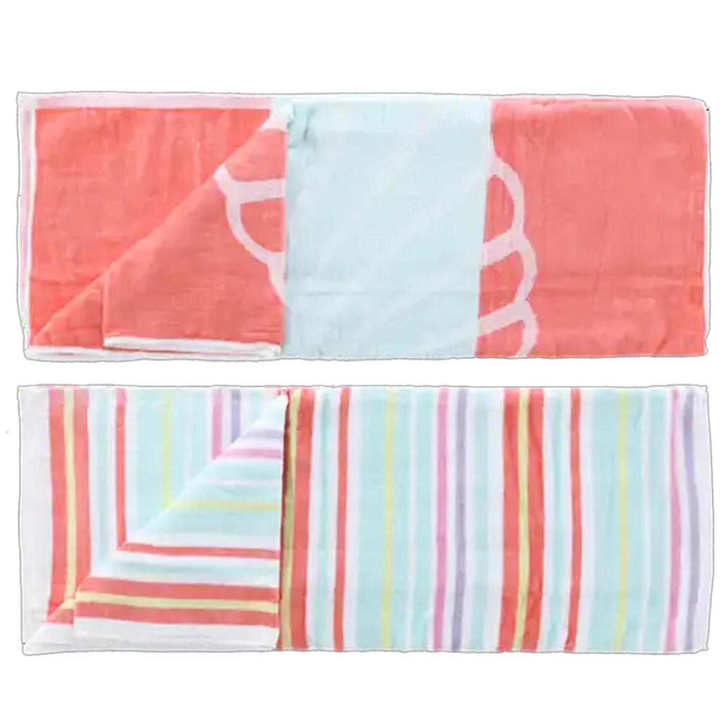 Image of Laguna Velour Pink Stripe Beach Towel 2-Piece 71.1 x 147.3cm