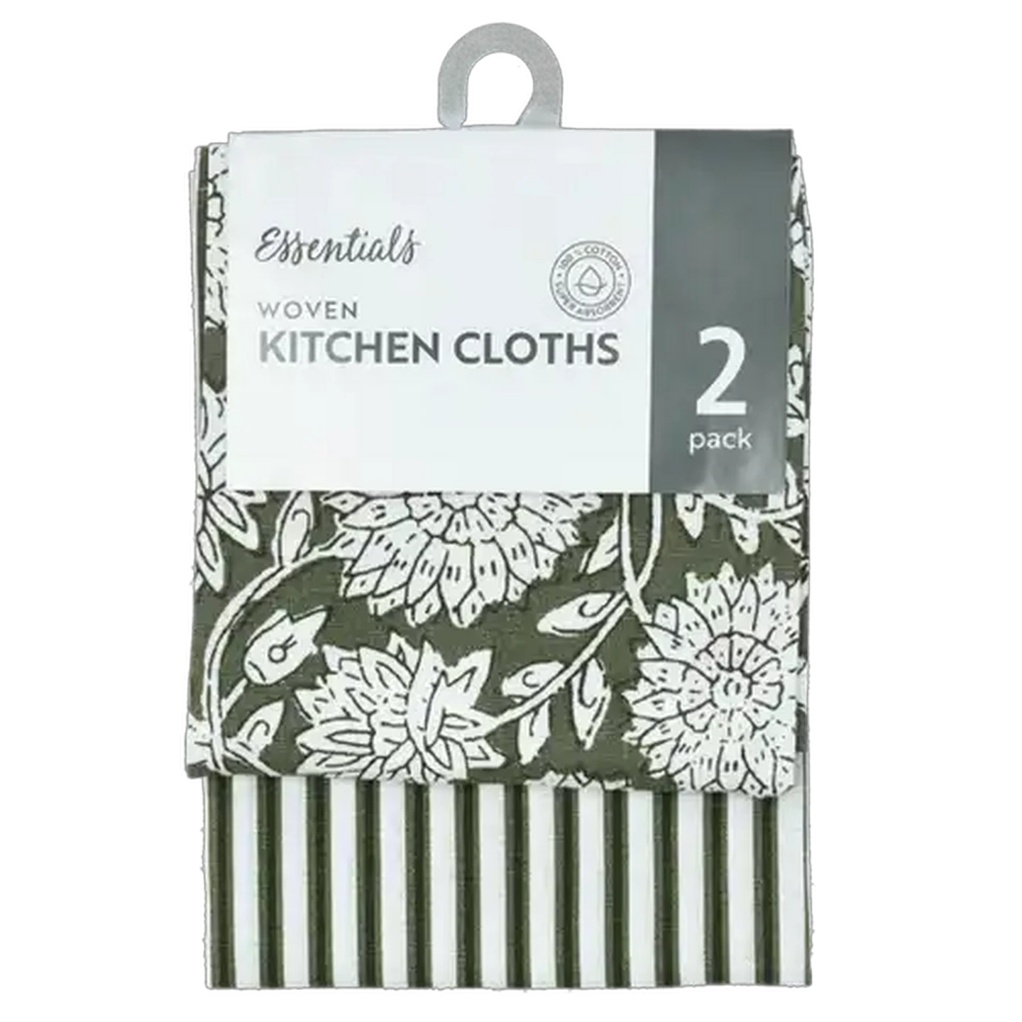 Image of Essentials Sage Malvern Woven Kitchen Cloth 2-Pack 40 x 60cm