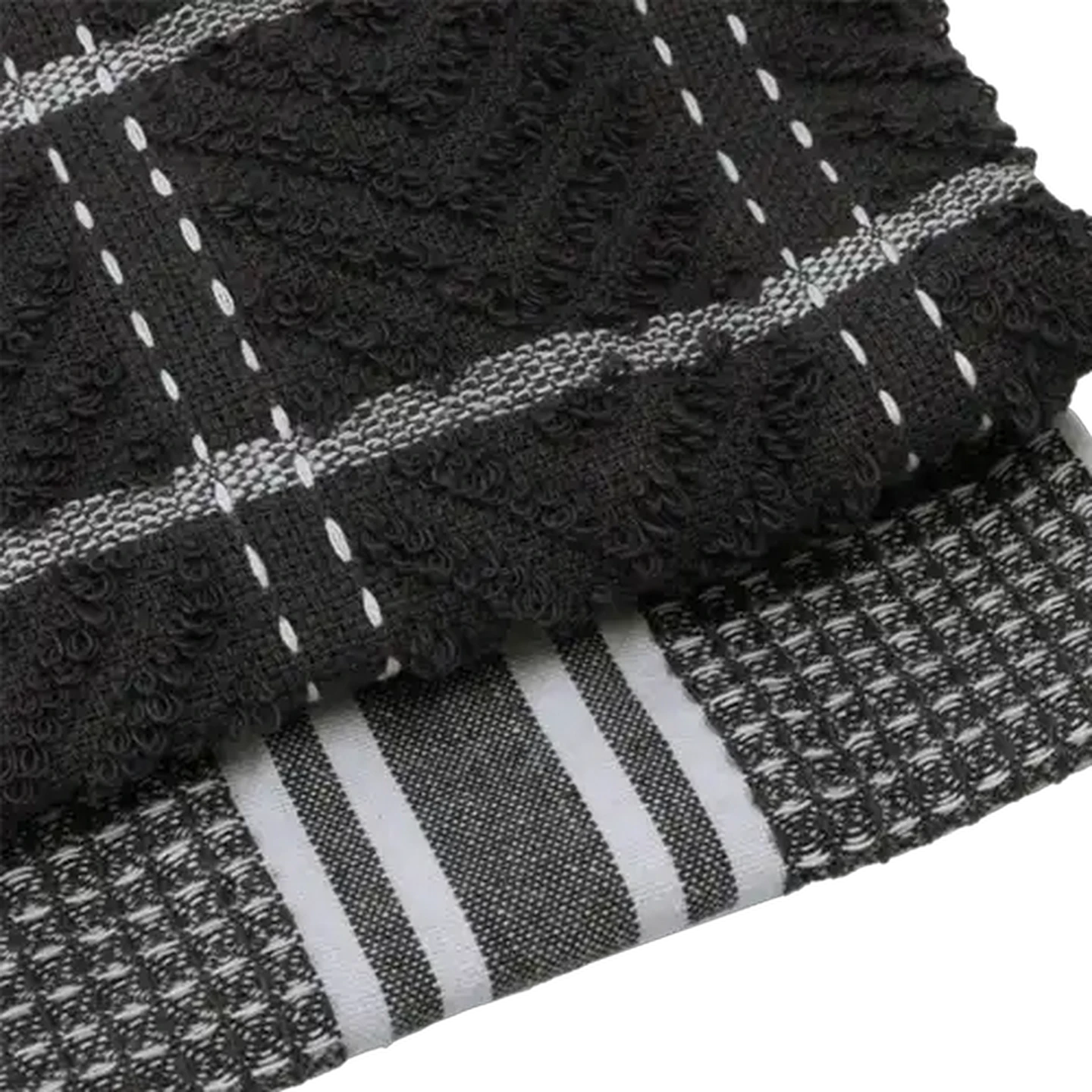 Image of Essentials Black Terry Kitchen Cloth 2-Pack