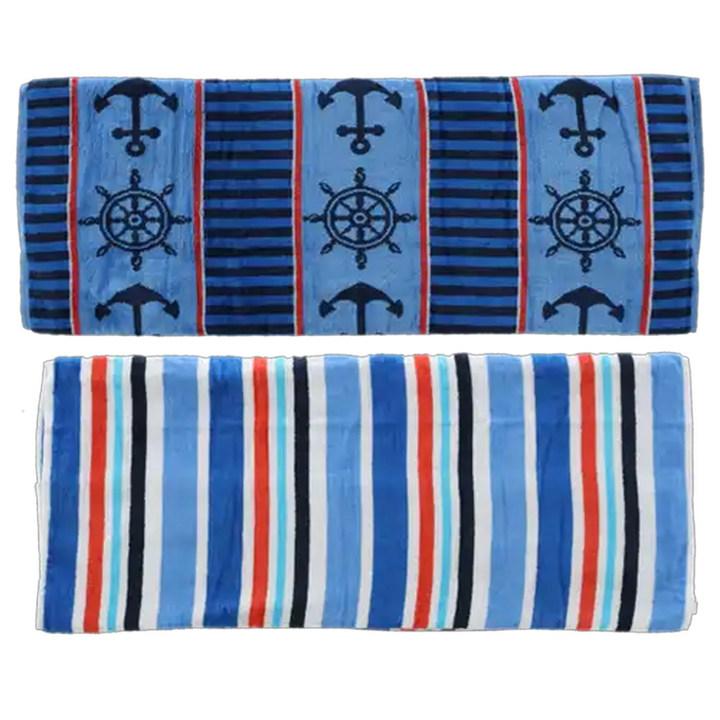 Image of Laguna Velour Navy Stripe Beach Towel 2-Piece 71.1 x 147.3cm