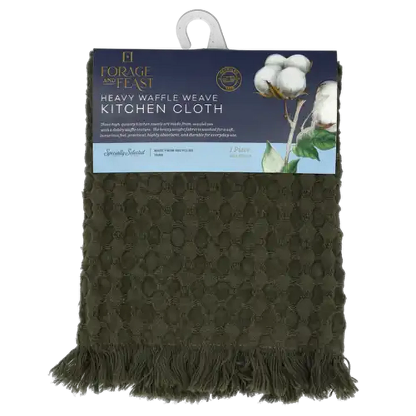 Image of Forage And Feast Green Savor Heavy Waffle Weave Kitchen Cloth 40 x 60cm