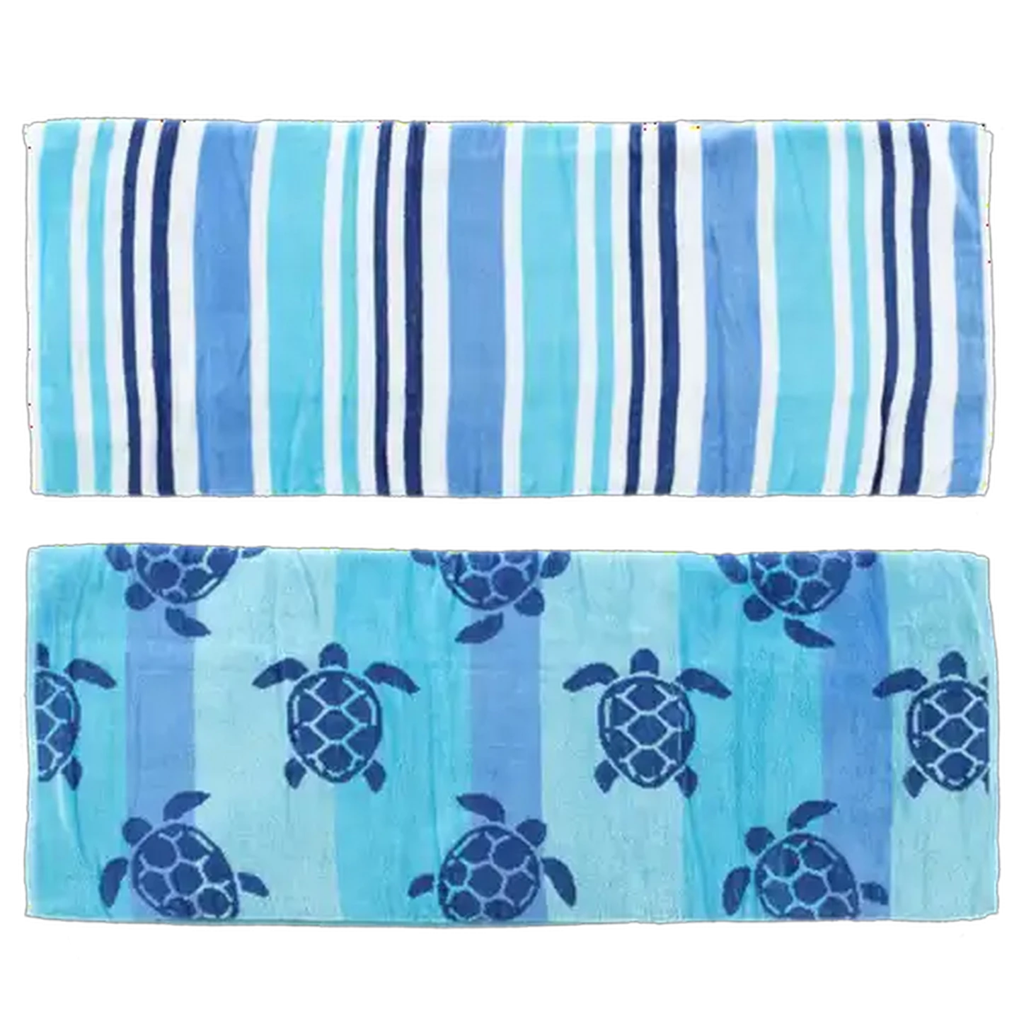 Image of Laguna Velour Blue Stripe Beach Towel 2-Piece 71.1 x 147.3cm