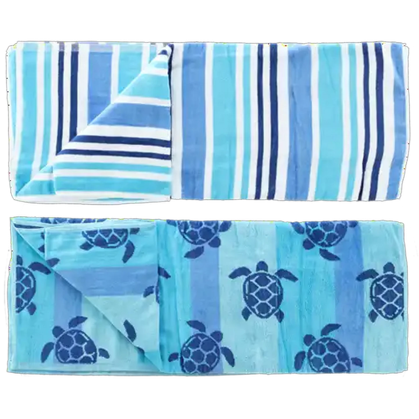 Image of Laguna Velour Blue Stripe Beach Towel 2-Piece 71.1 x 147.3cm