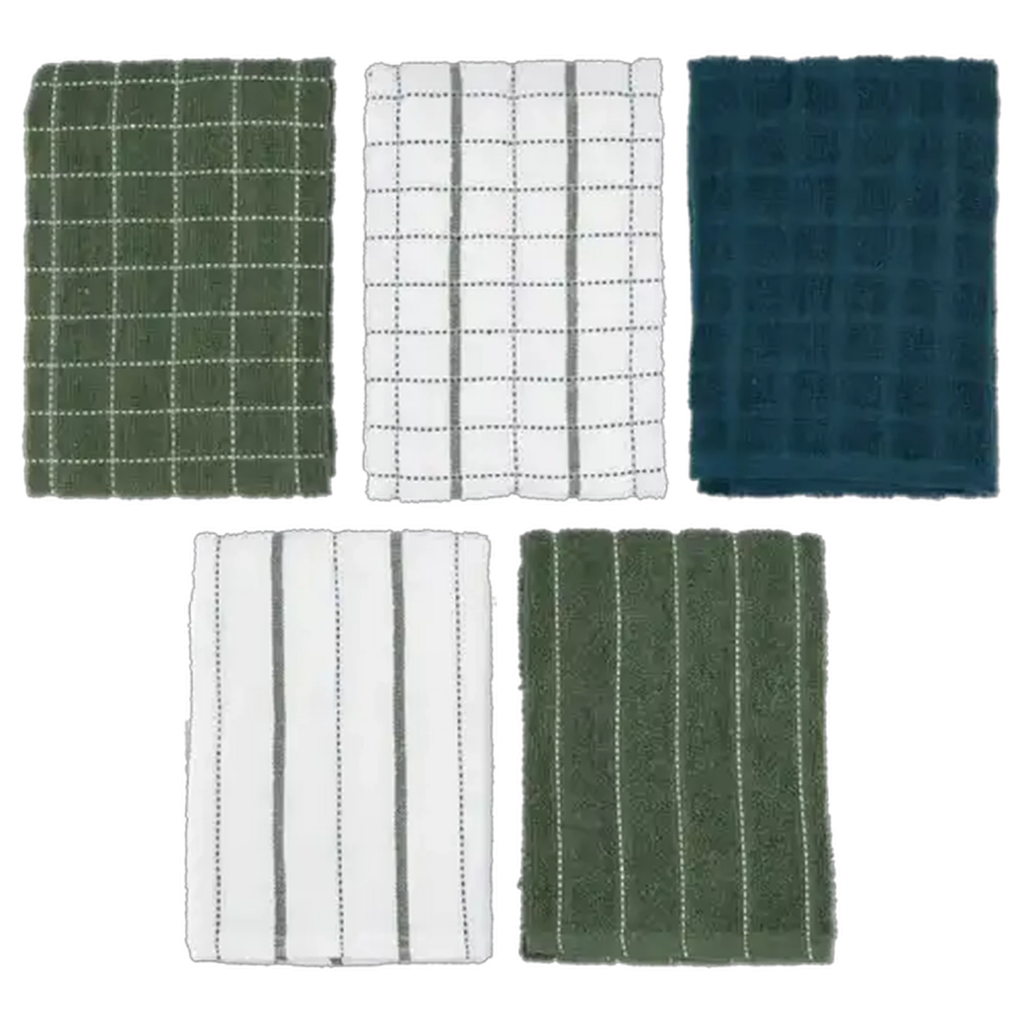 Image of Essentials Milan Terry Kitchen Cloth 45 x 65cm 5-Pack (Design May Vary)