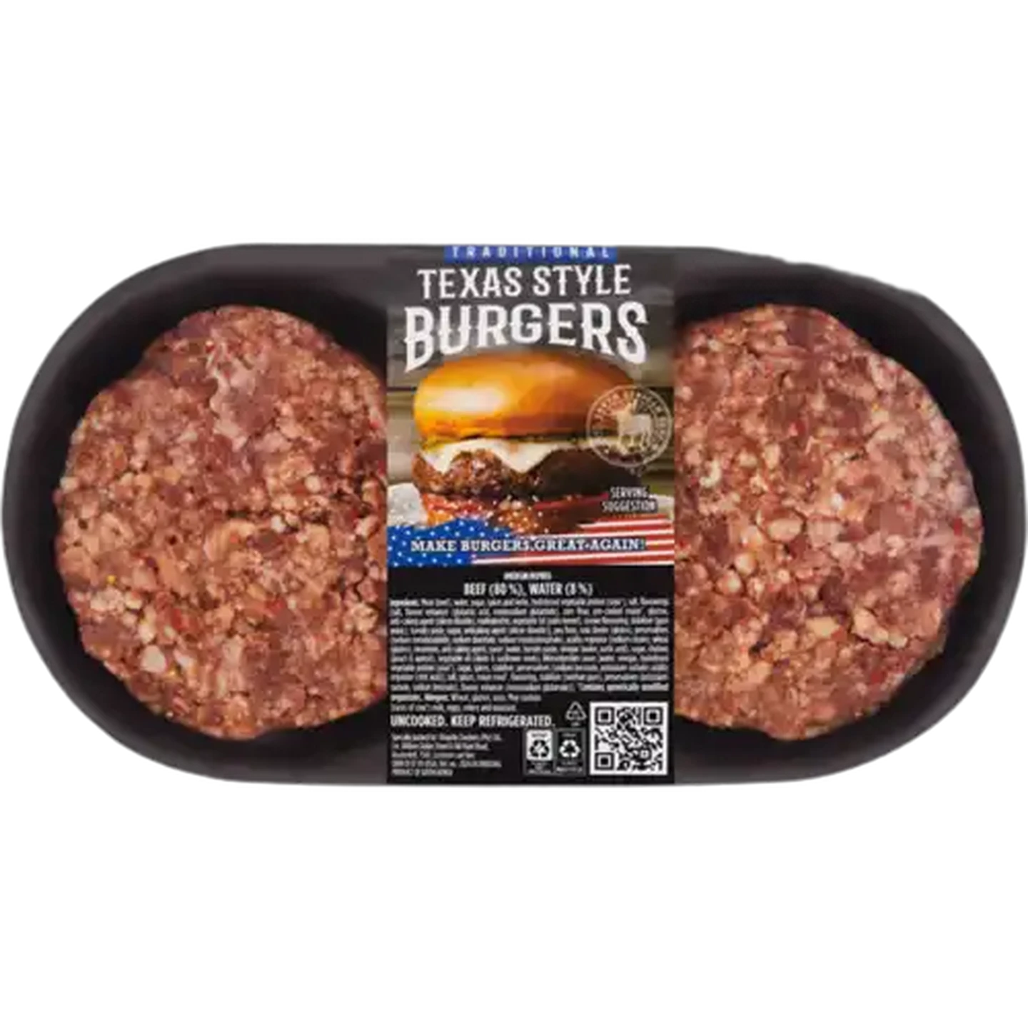 Image of Traditional Texas Style Burger Patties Per KG (2 Patties)