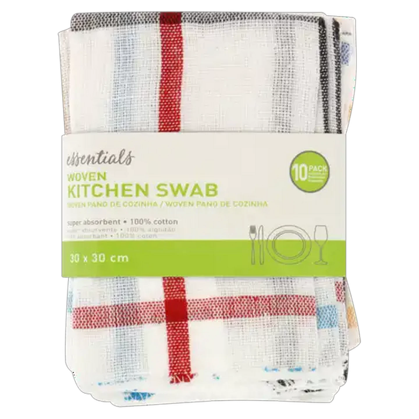 Image of Essentials Check Kitchen Swab 10 Pack