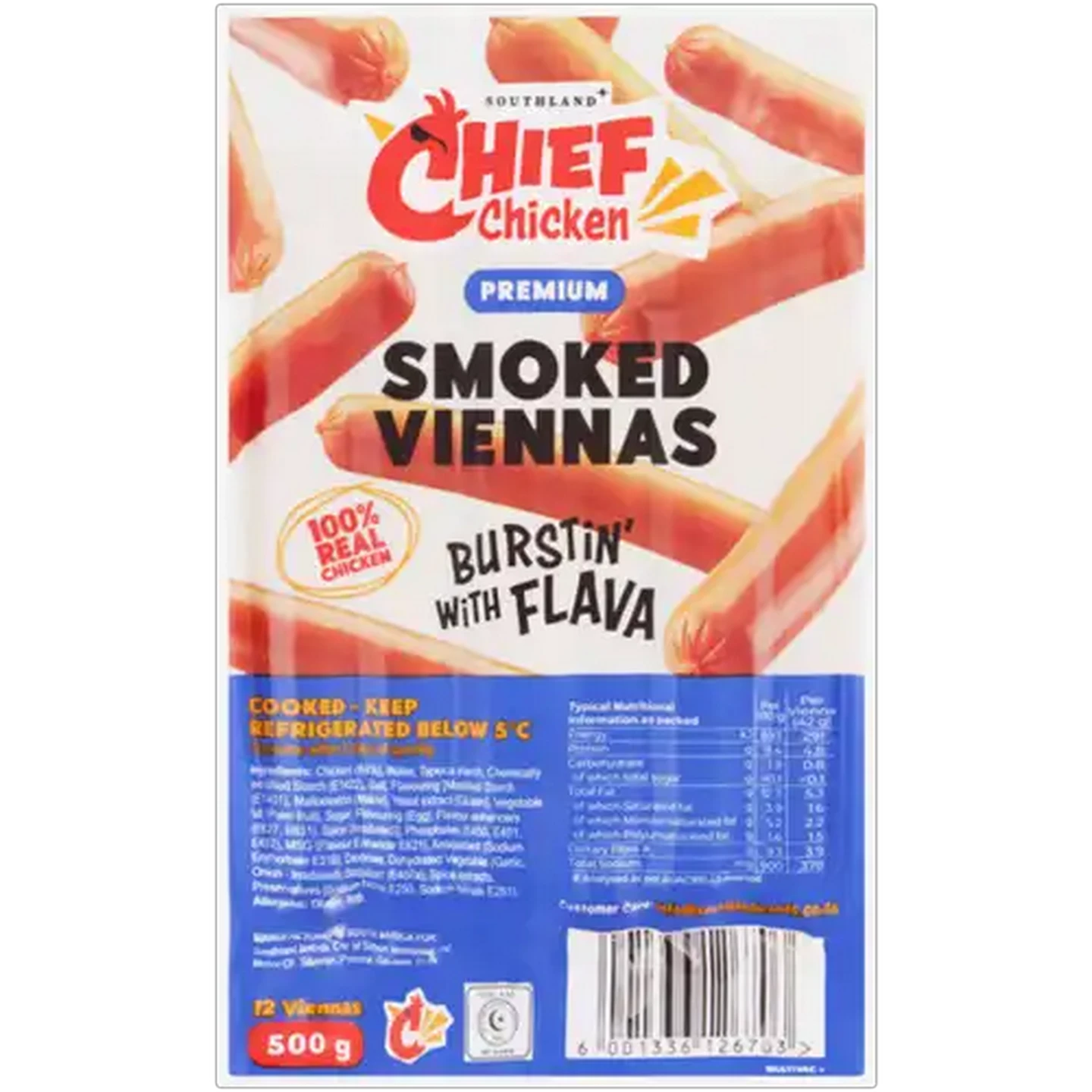 Image of Chief Chicken Smoked Viennas 500g