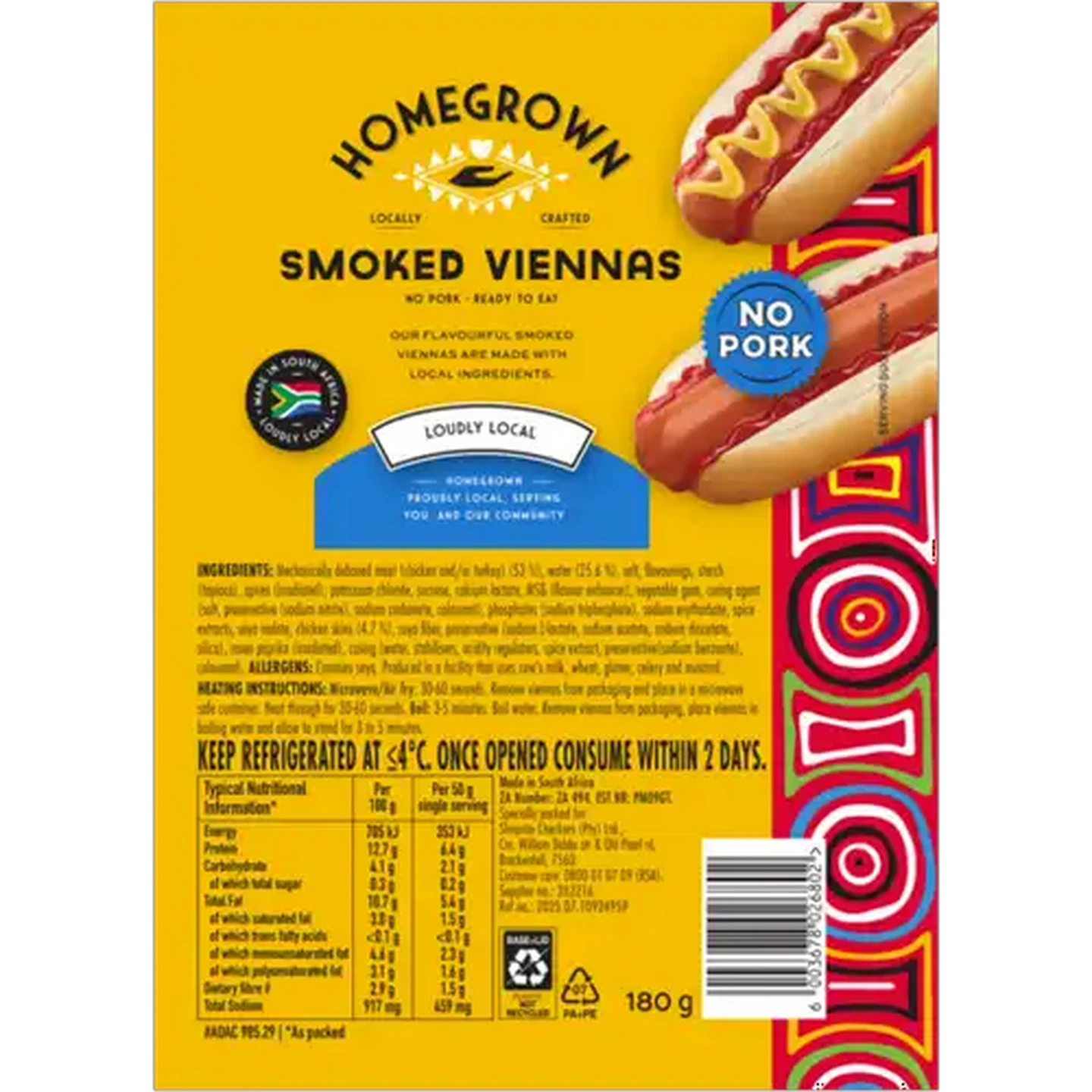 Image of Homegrown Smoked Viennas 180g