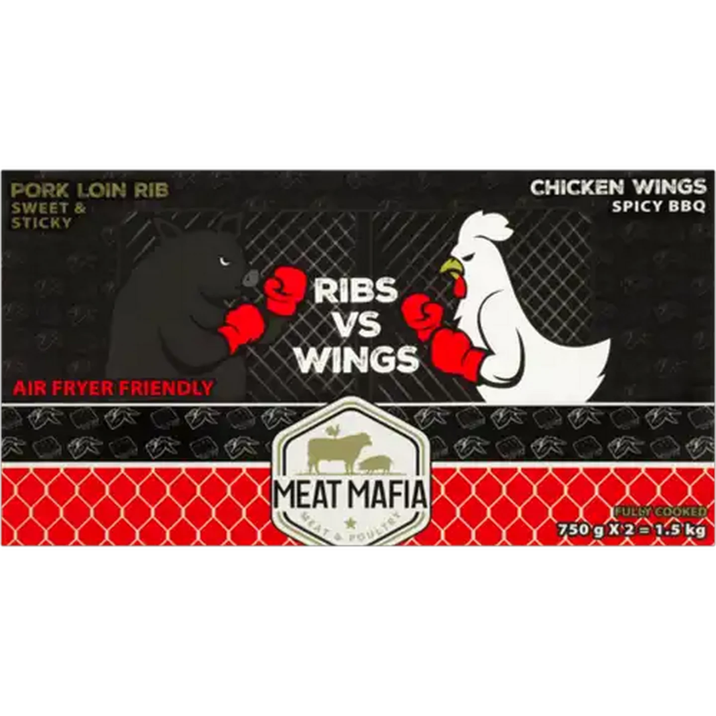 Image of Meat Mafia Sweet & Sticky Pork Loin Rib & Spicy BBQ Chicken Wings 2 x 750g