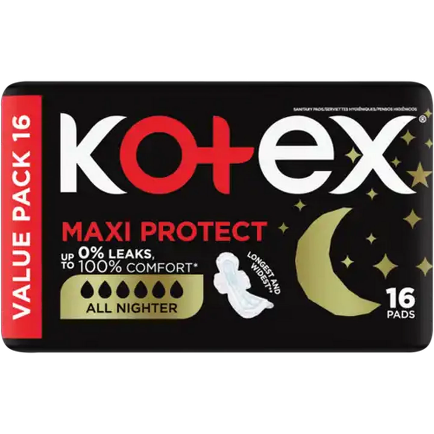 Image of Kotex All Nighter Maxi Pads Value Pack 16-Pack