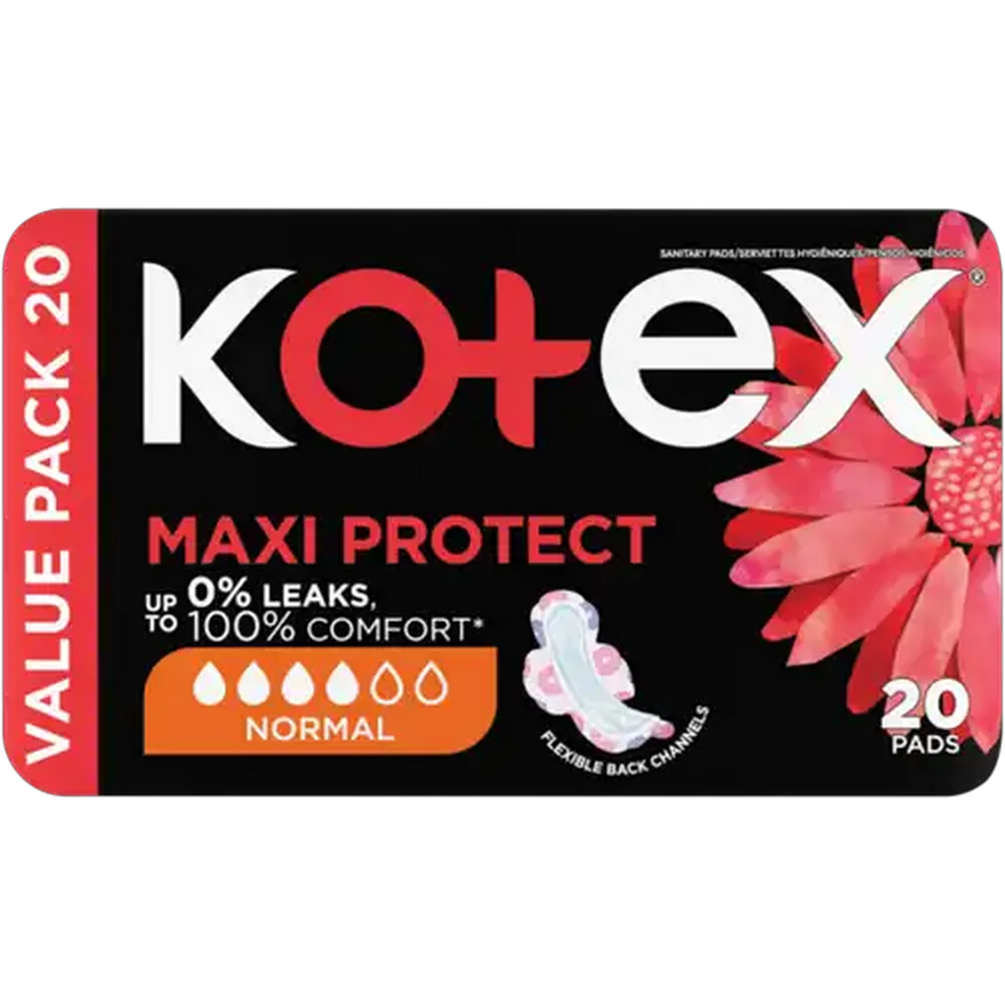 Image of Kotex Maxi Duo Normal Sanitary Pads With Wings 20 Pack