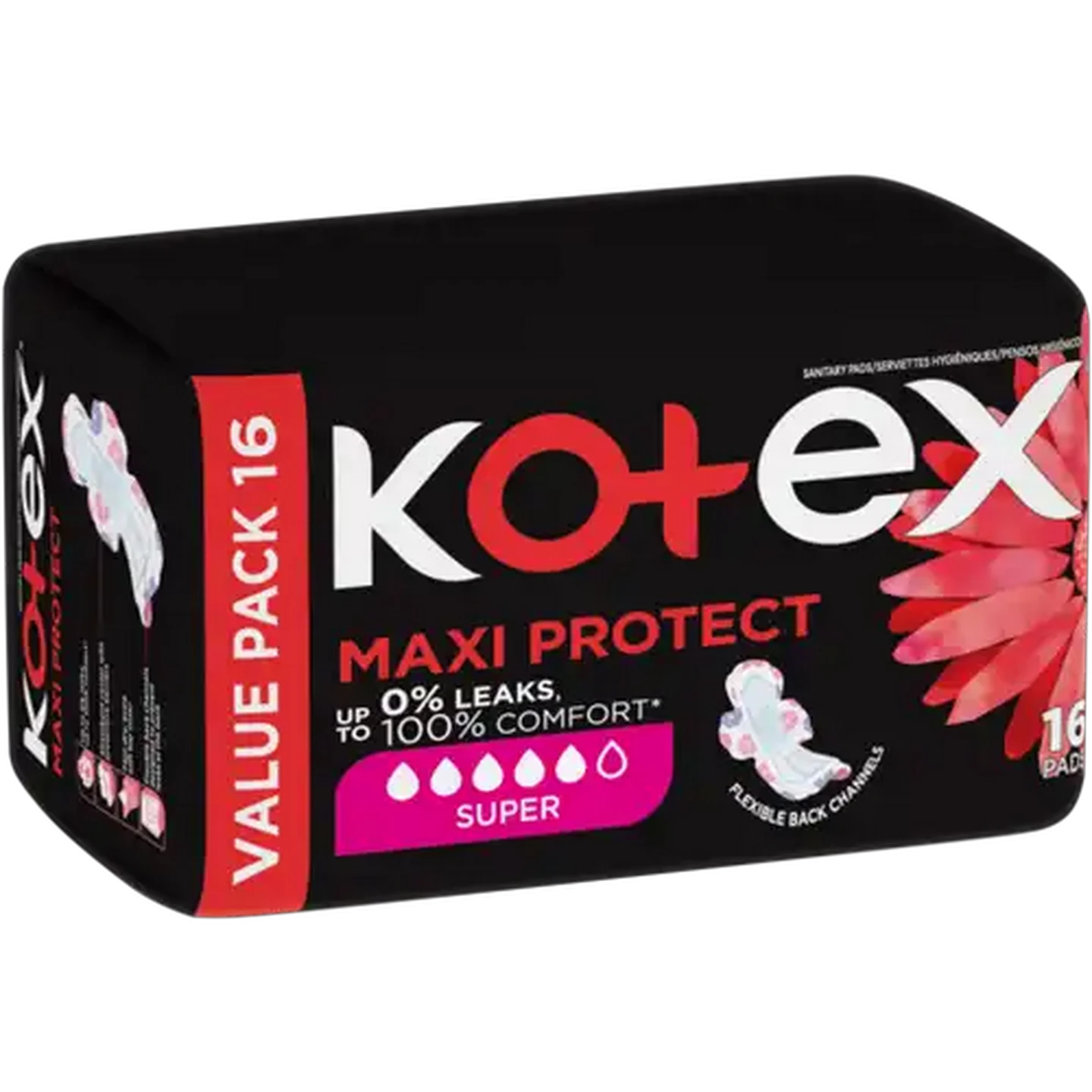 Image of Kotex Maxi Duo Super Sanitary Pads With Wings 16 Pack