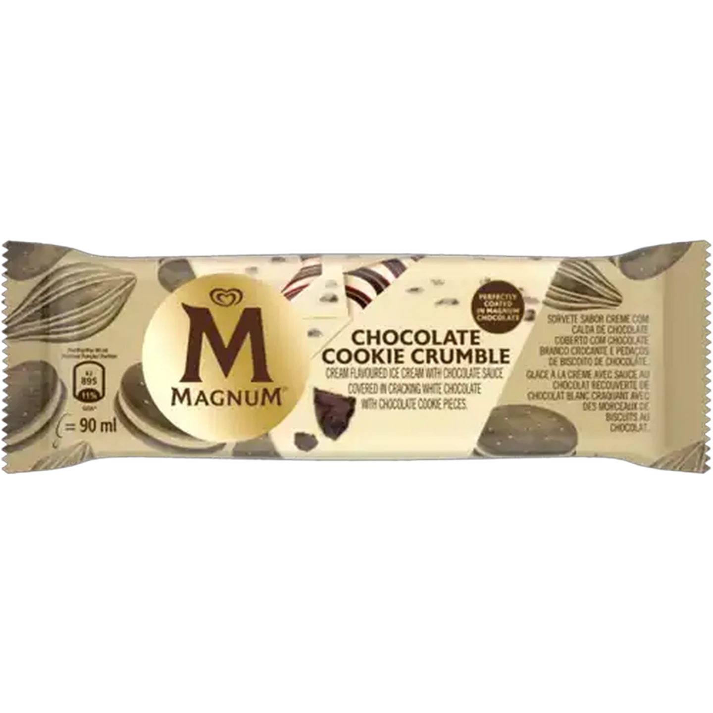 Image of Magnum Chocolate Cookie Crumble Cream Flavoured Ice Cream in White Chocolate 90ml