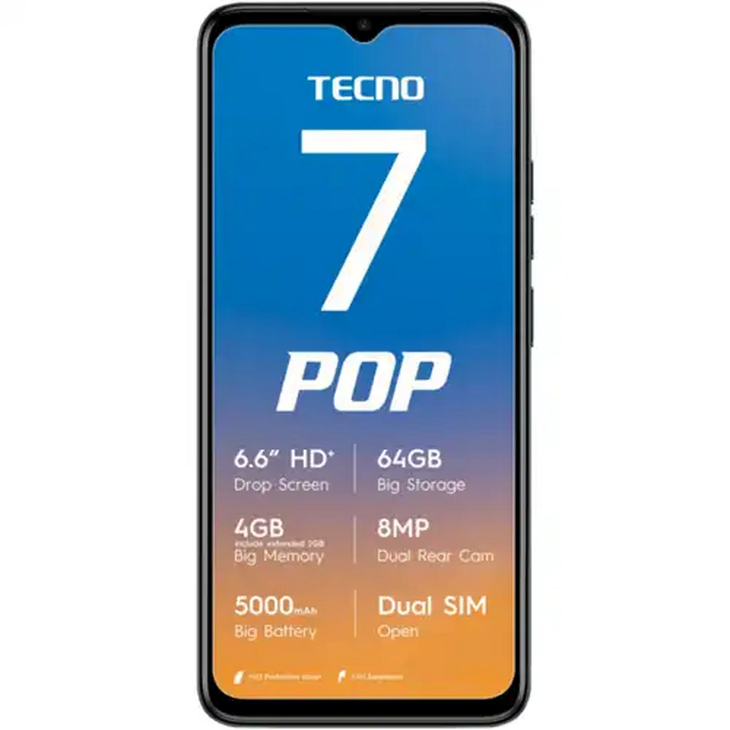 Image of TECNO Endless Black Pop 7 Dual SIM Cellphone