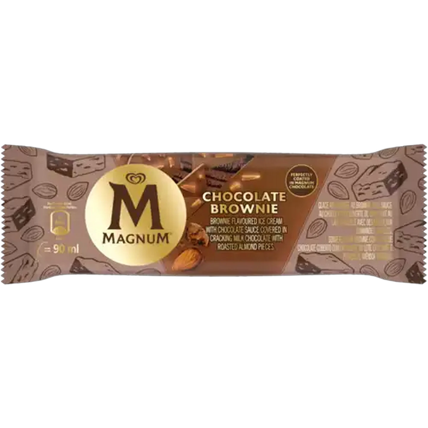Image of Magnum Chocolate Brownie Flavoured Ice Cream in Milk Chocolate 90ml