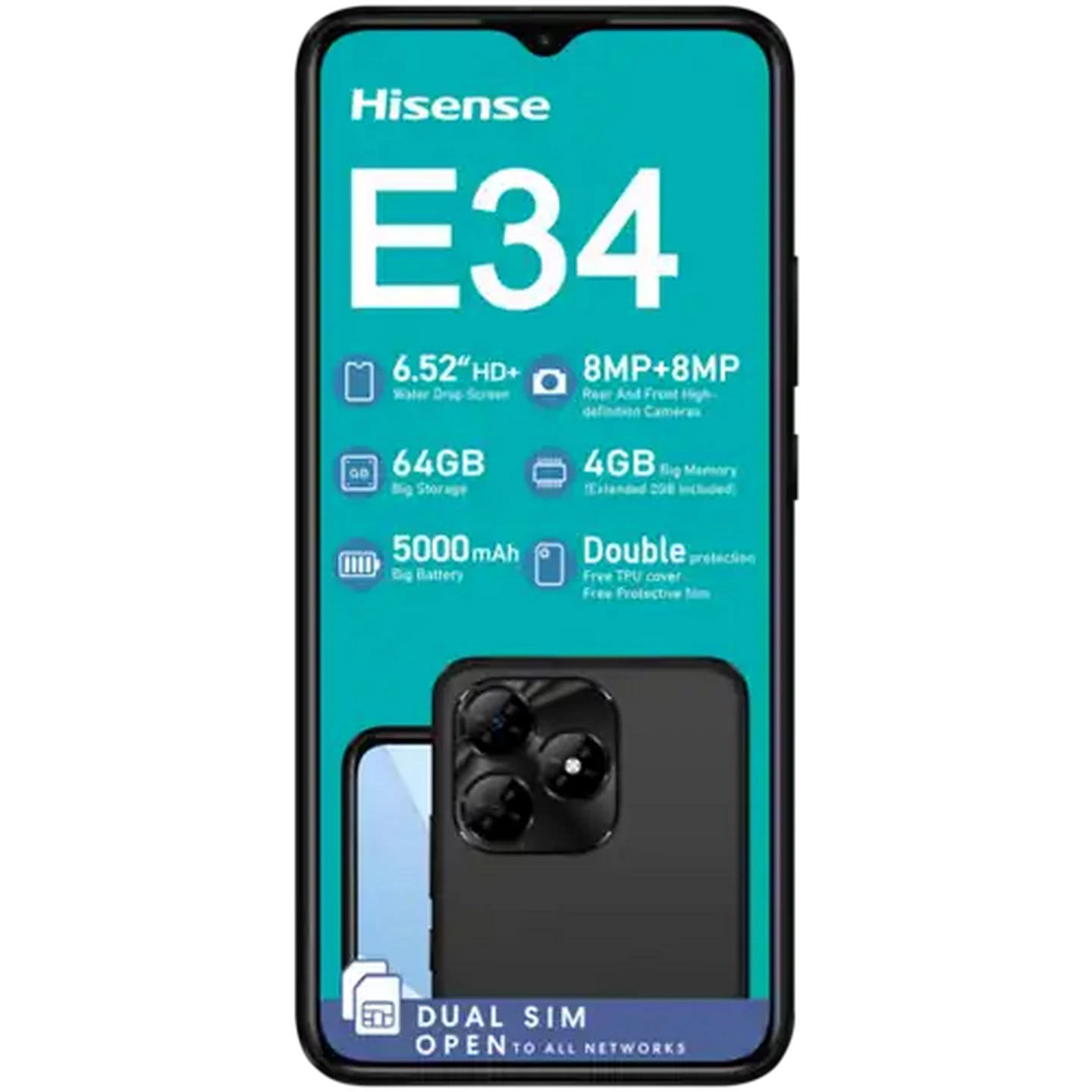 Image of Hisense Black E34 Dual-Sim Smartphone Cellphone