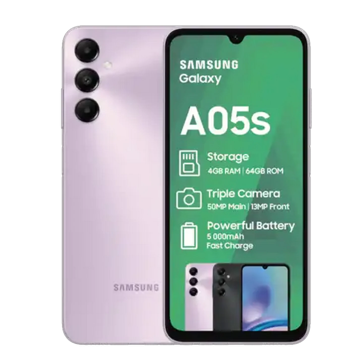 Image of Samsung Galaxy A05s Light Violet Dual SIM Cellphone