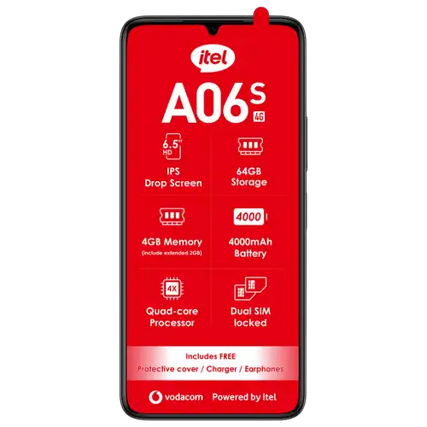 Image of itel A06S Black Mobile Handset 64GB (Network Locked)
