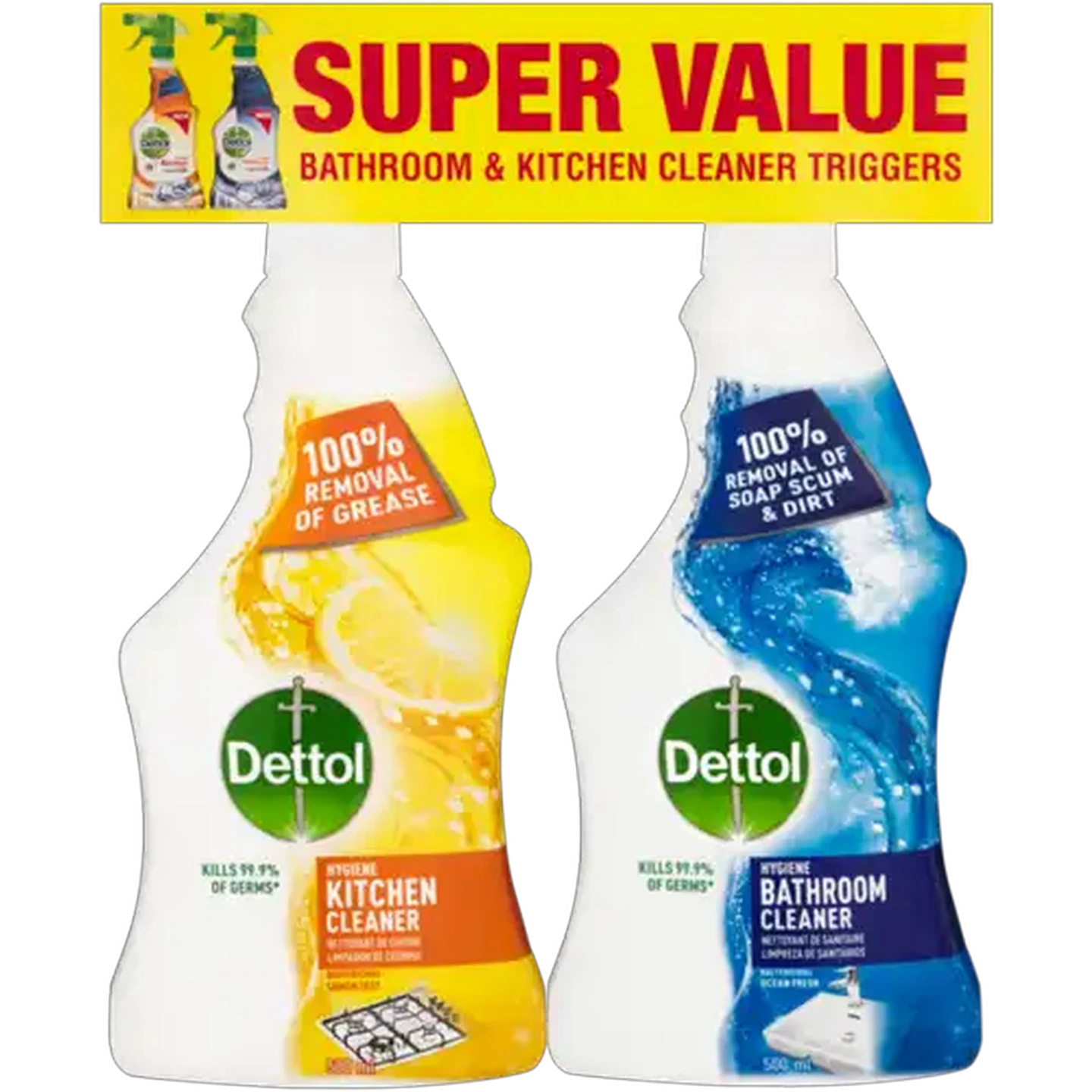 Image of Dettol Hygiene Kitchen & Bathroom Cleaner 2 x 500ml