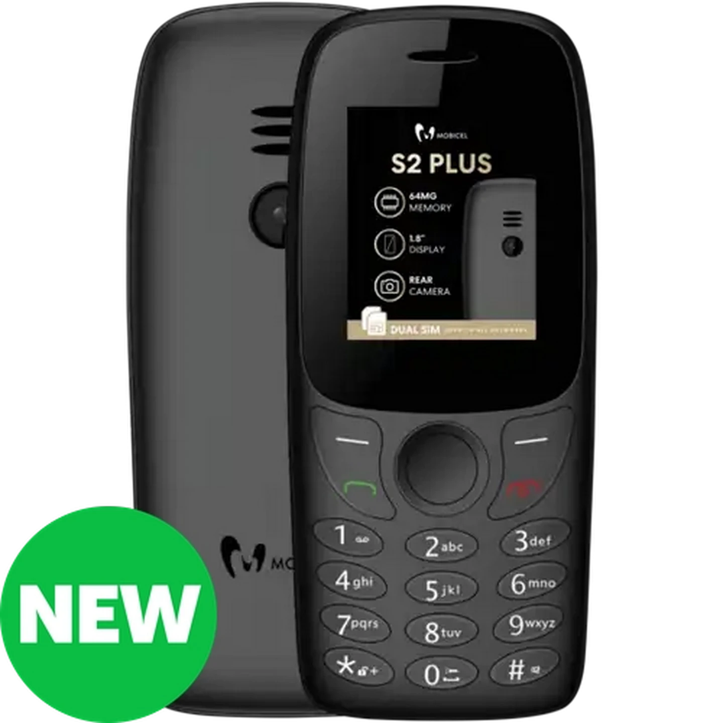 Image of Mobicel S2 Plus 2G Dual-Sim Black Cellphone (Network Locked)