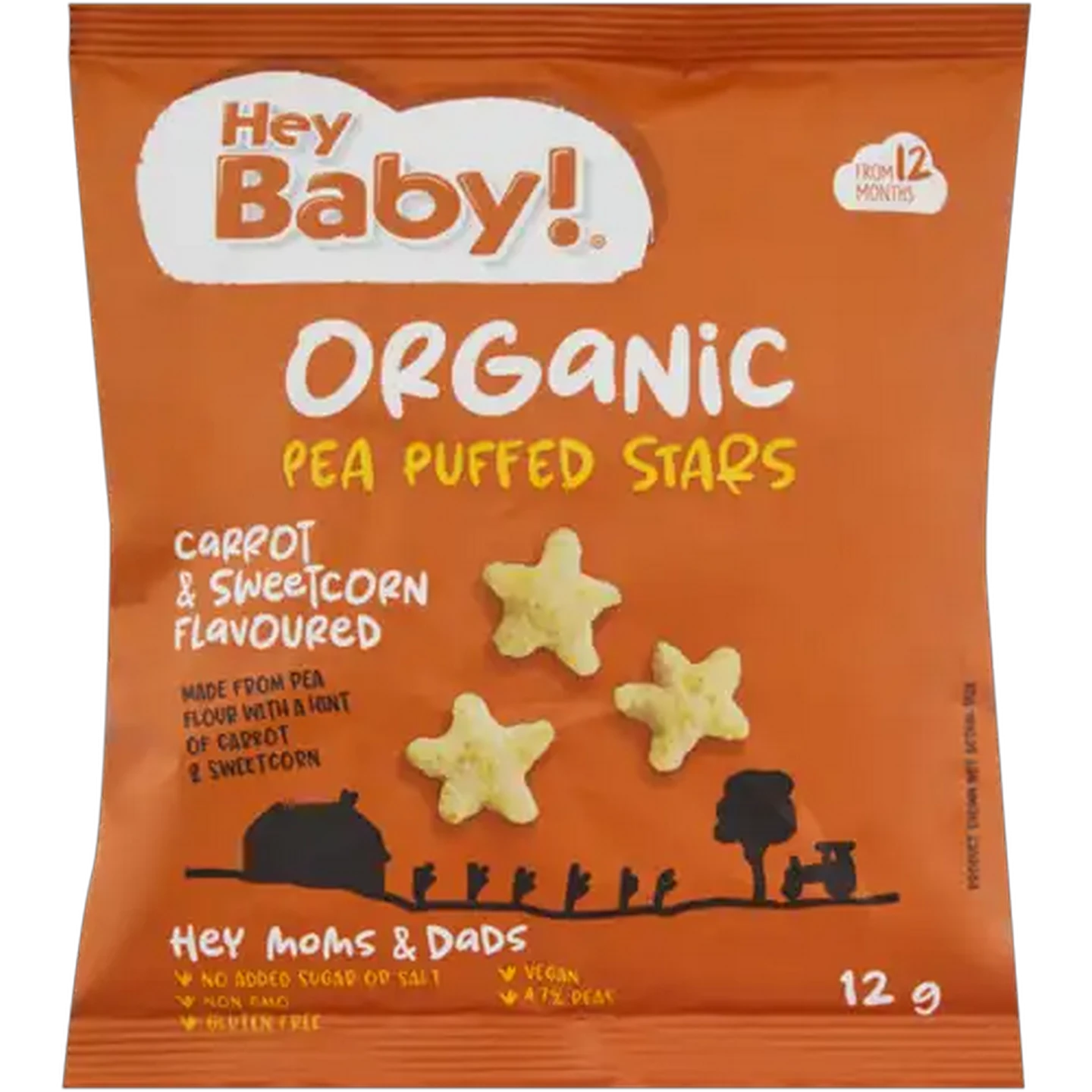 Image of Hey Baby! Organic Pea Puffed Stars 12g