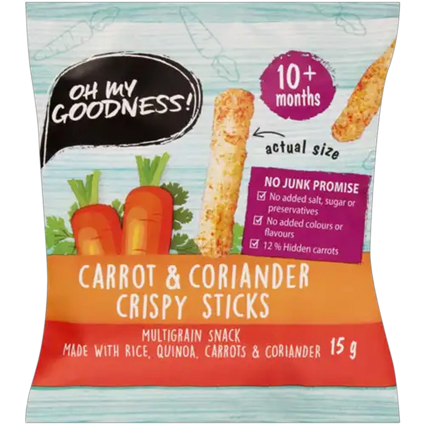 Image of Oh My Goodness! Carrot & Coriander Crispy Sticks 15g