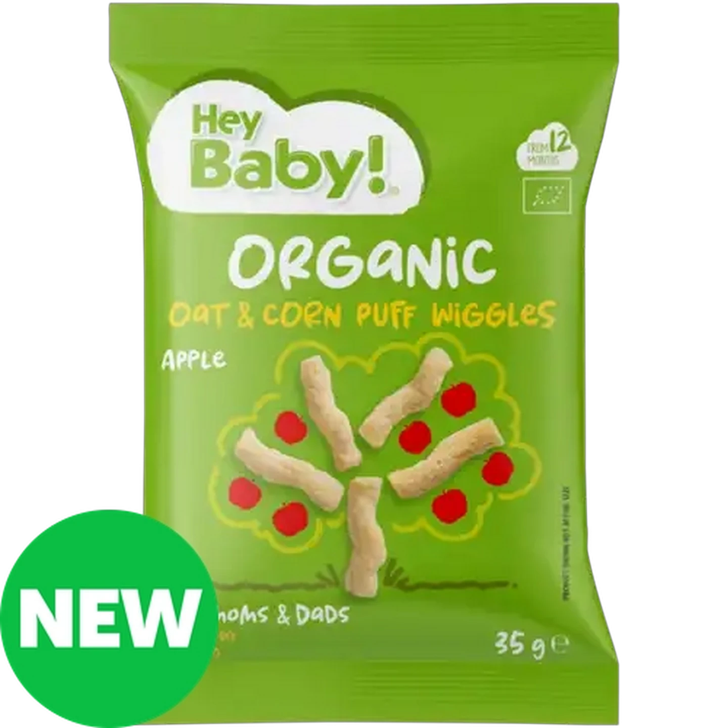 Image of Hey Baby! Apple Organic Oat & Corn Puff Wiggles 35g