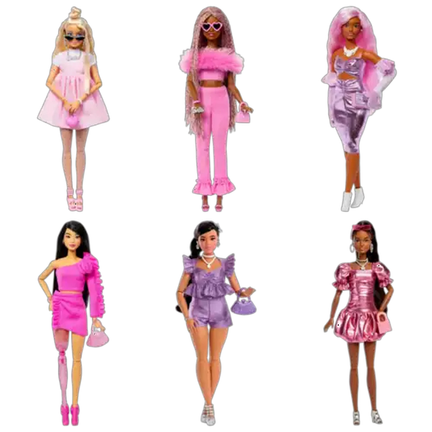 Image of Barbie Deluxe Style Dolls in Pink Barbiecore Outfits with Glam Accessories