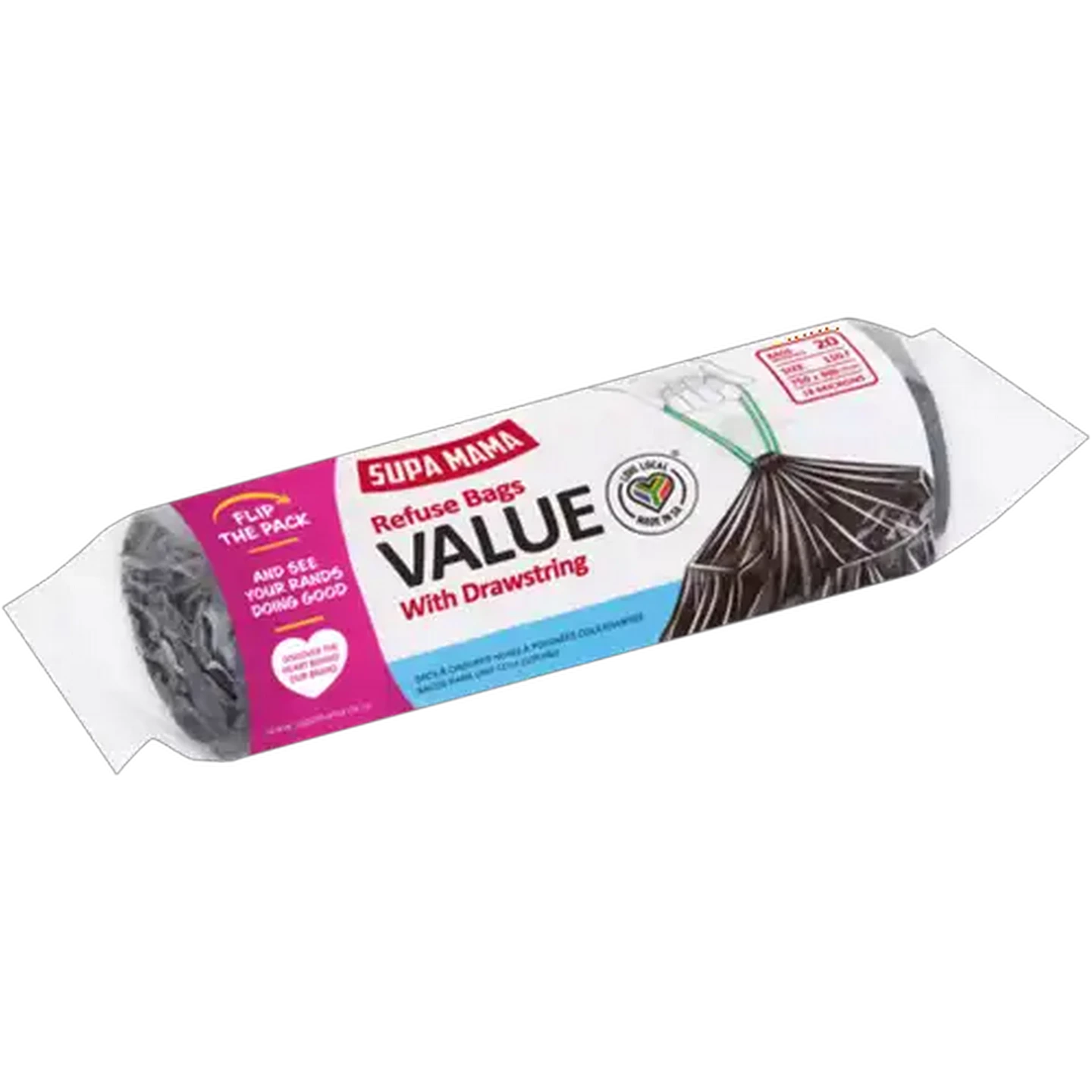 Image of Supa Mama Value Refuse Bags with Drawstring 20 x 110L