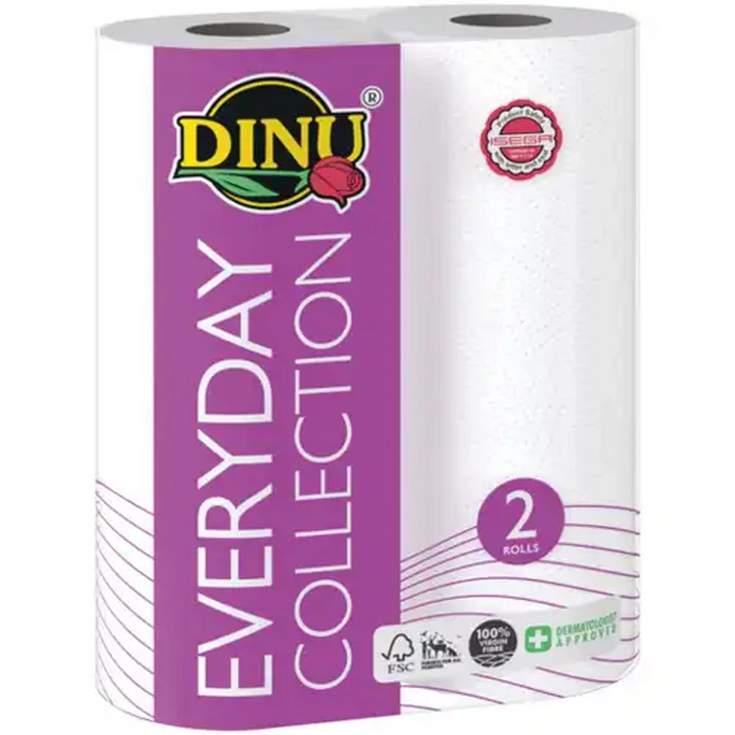 Image of Dinu Everyday Collection White 2-Ply Household Towels Rolls 2-Pack