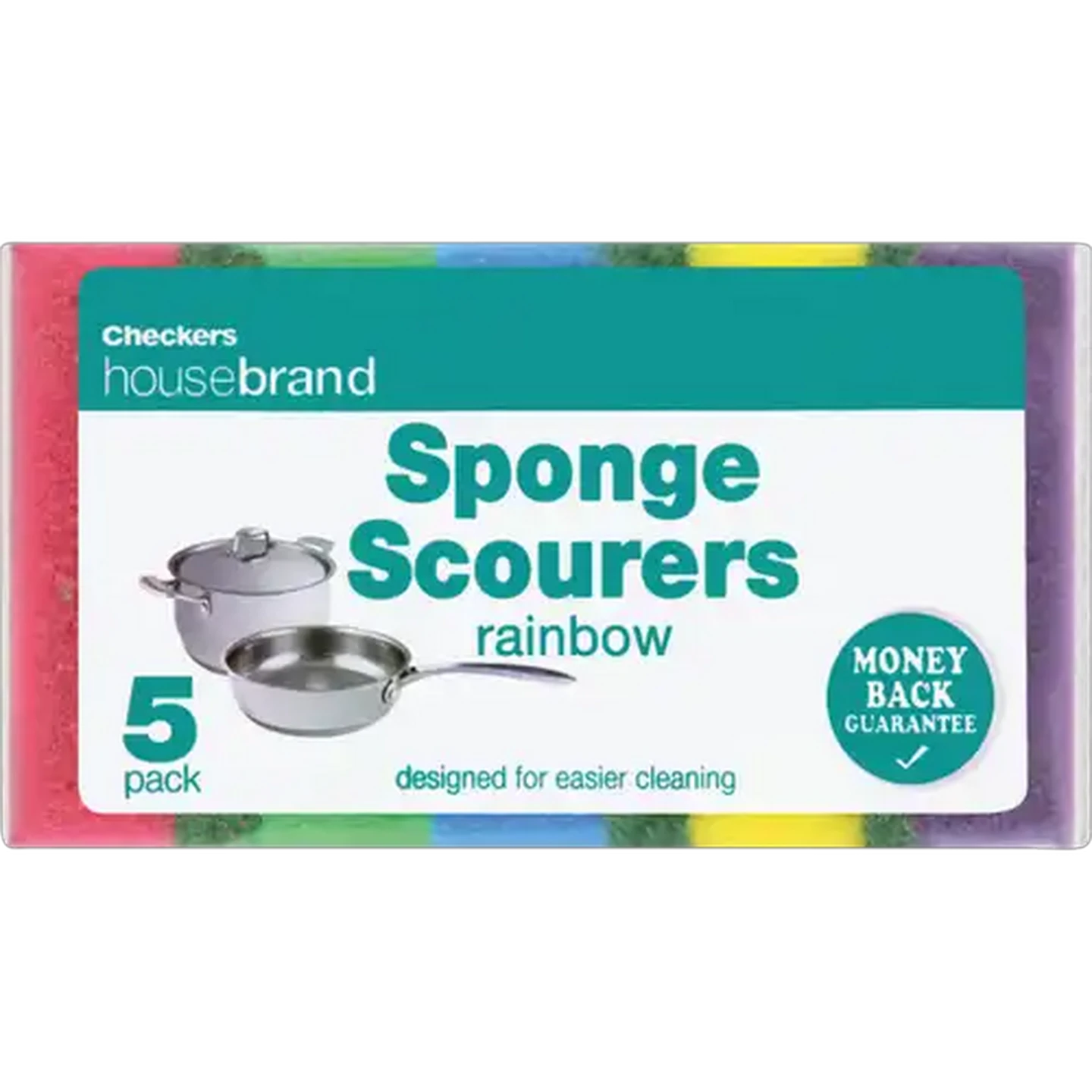 Image of Checkers Housebrand Rainbow Sponge Scourers 5 Pack
