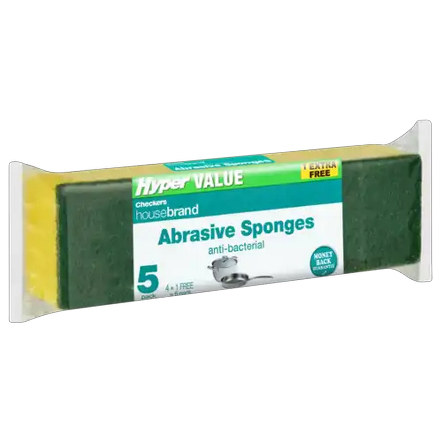 Image of Checkers Housebrand Anti-Bacterial Abrasive Sponges 5 Pack