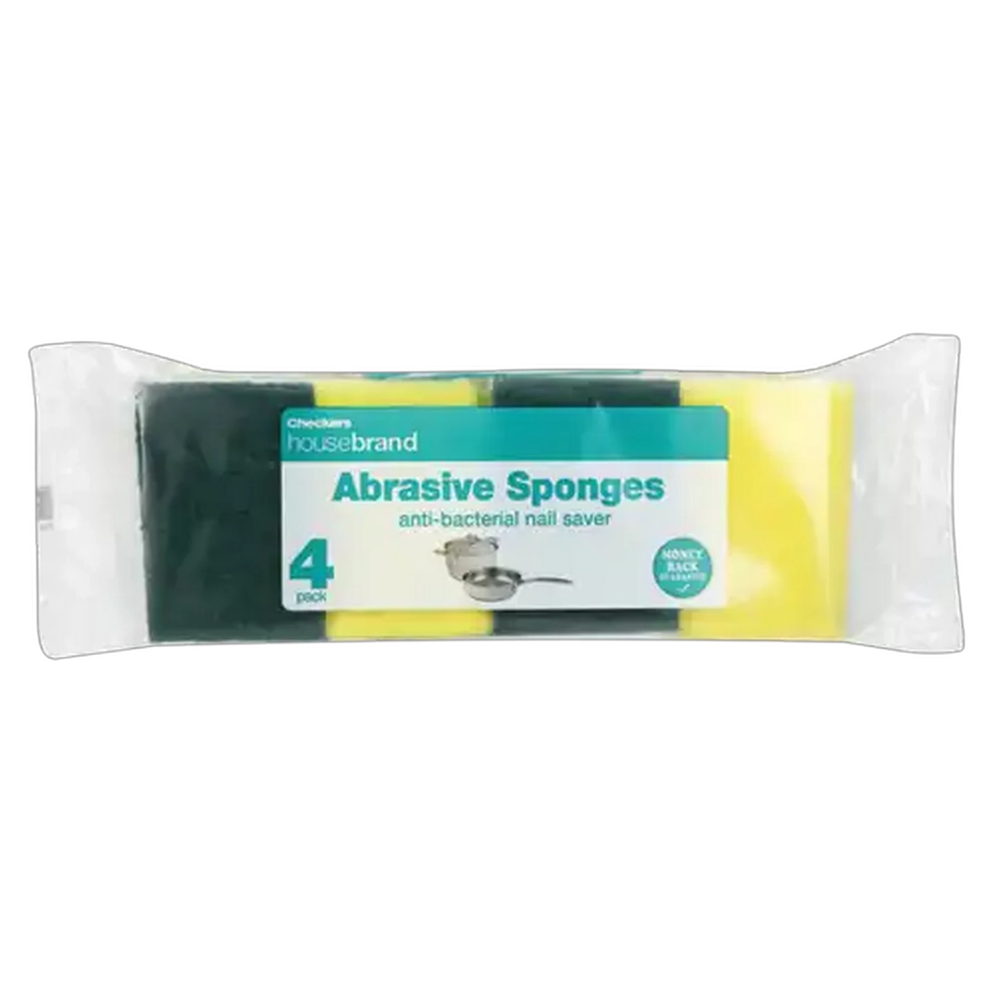 Image of Checkers Housebrand Anti-Bacterial Nail Saver Abrasive Sponges 4 Pack