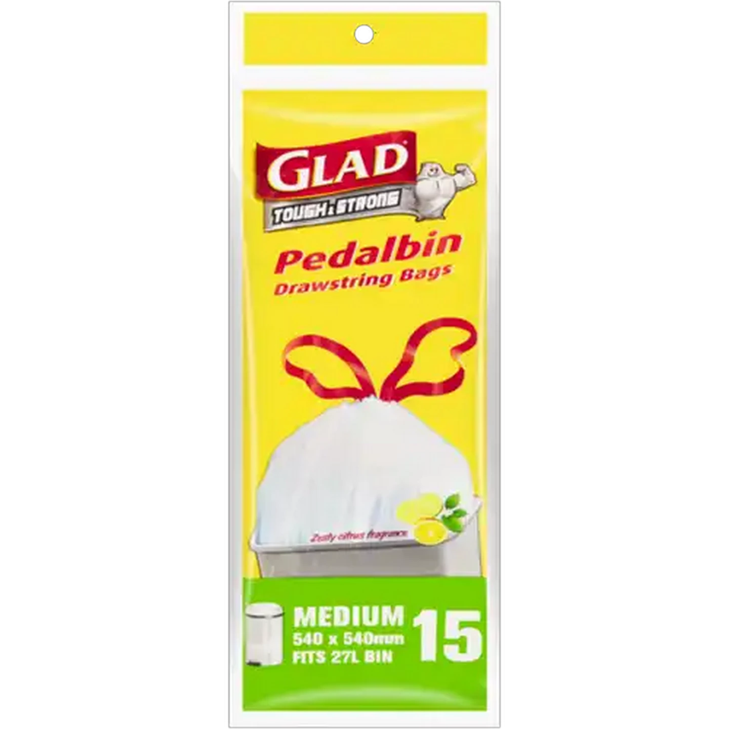Image of Glad Zesty Citrus Fragranced Drawstring Pedalbin Bags 15 Pack