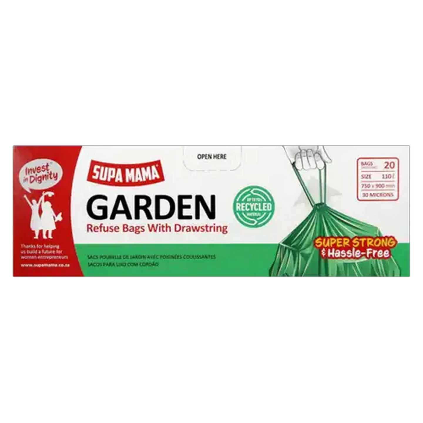 Image of Super Mama Garden Refuse Bags With Draw Strings 20 Pack