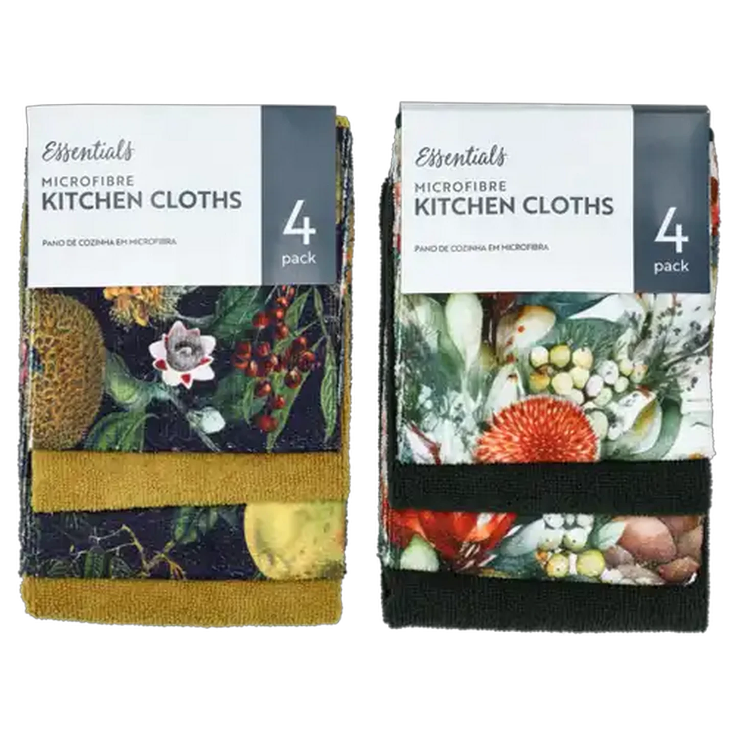 Image of Essentials Microfibre Kitchen Cleaning Cloths 4-Pack (Design May Vary)