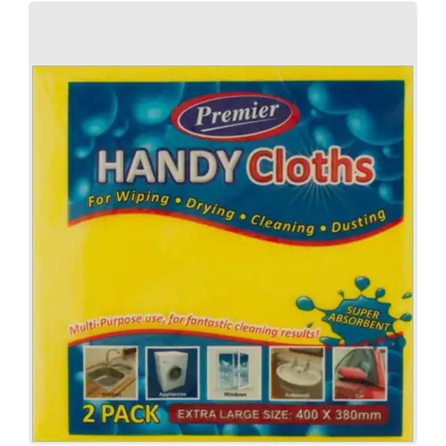 Image of Premier Extra Large Yellow Handy Cloths 2-Pack