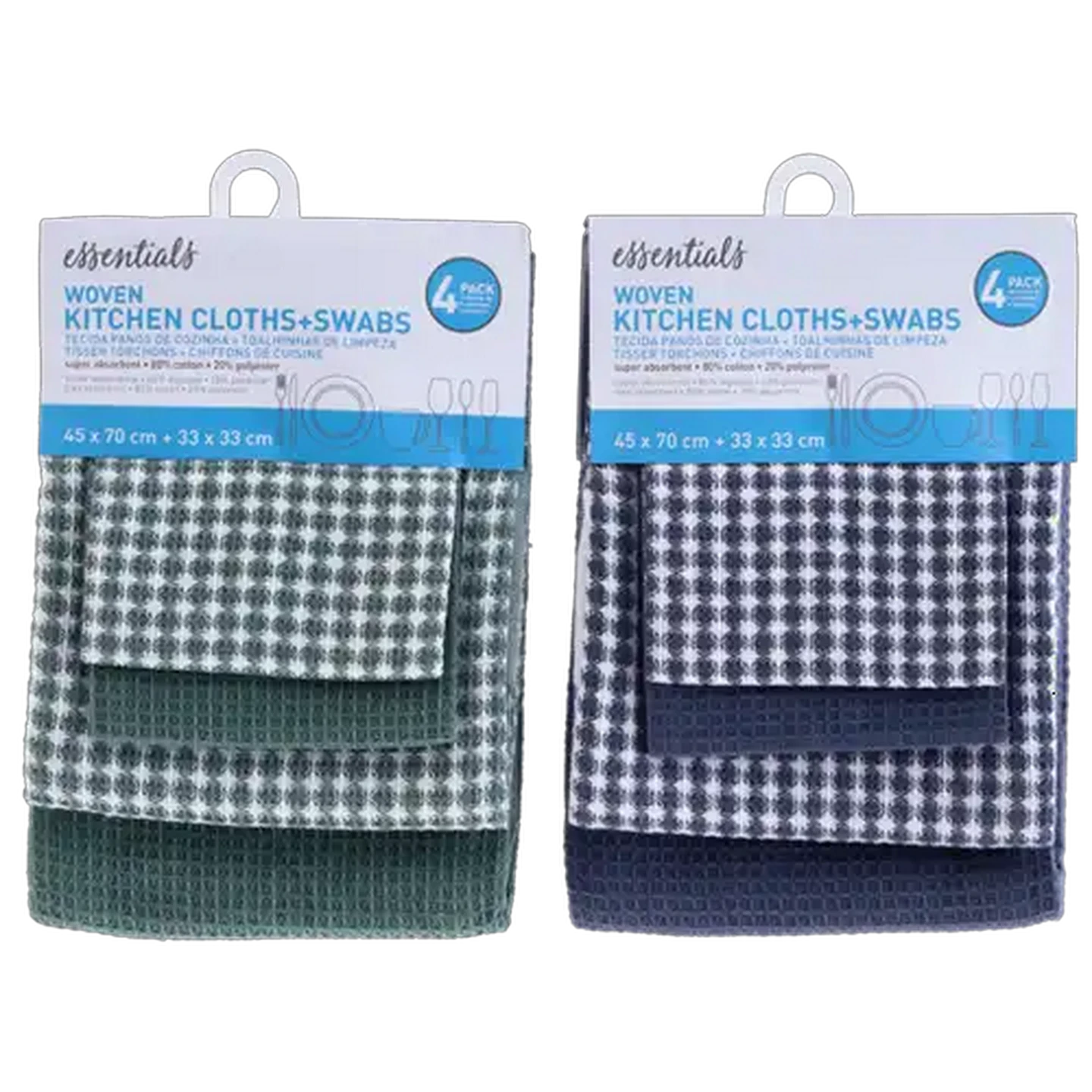 Image of Essentials Woven Kitchen Cloths & Swabs 4-Pack (Colour May Vary)