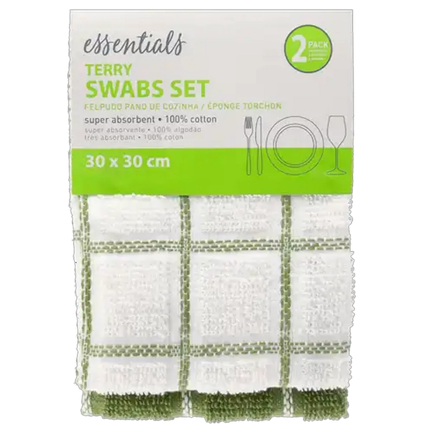 Image of Essentials Terry Swab Set 2 Piece (Colour May Vary)