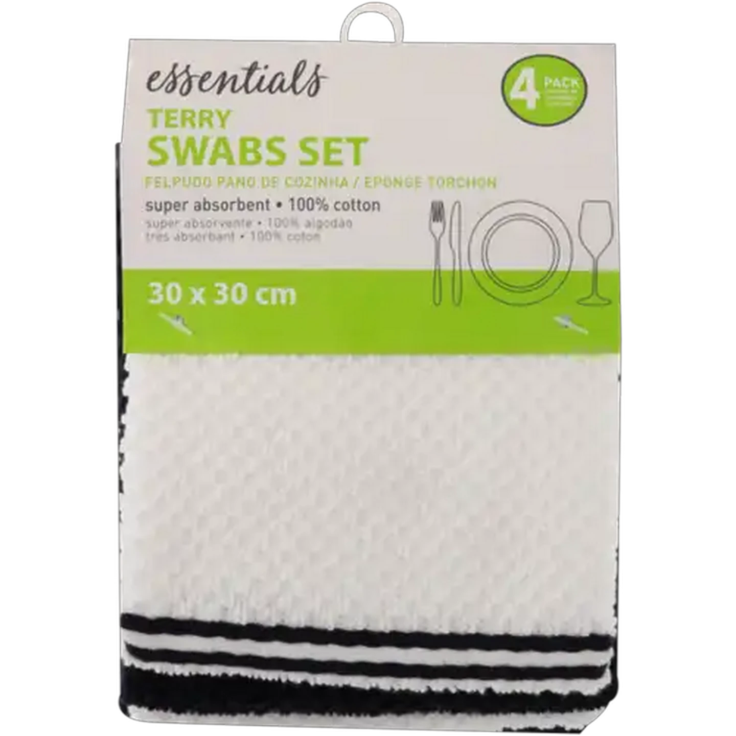 Image of Essentials Terry Cotton Swab Cloths Set 30 x 30cm 4-Pack