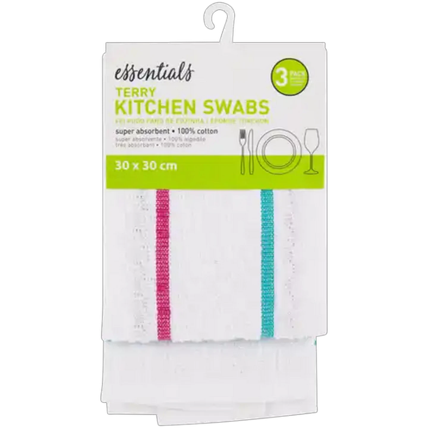 Image of Essentials Terry Kitchen Swabs 3 Pack