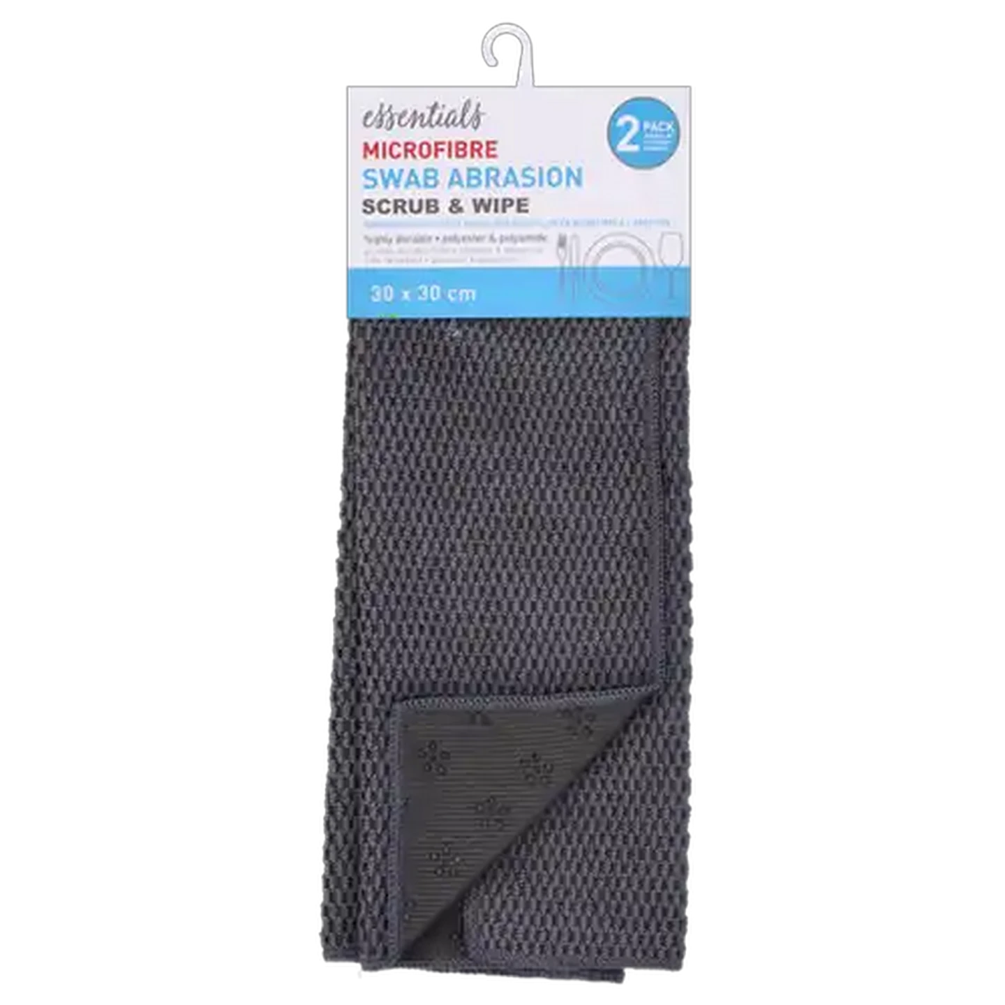 Image of Essentials Microfibre Swab Abrasion Scrub & Wipe 30cm x 30cm 2-Pack
