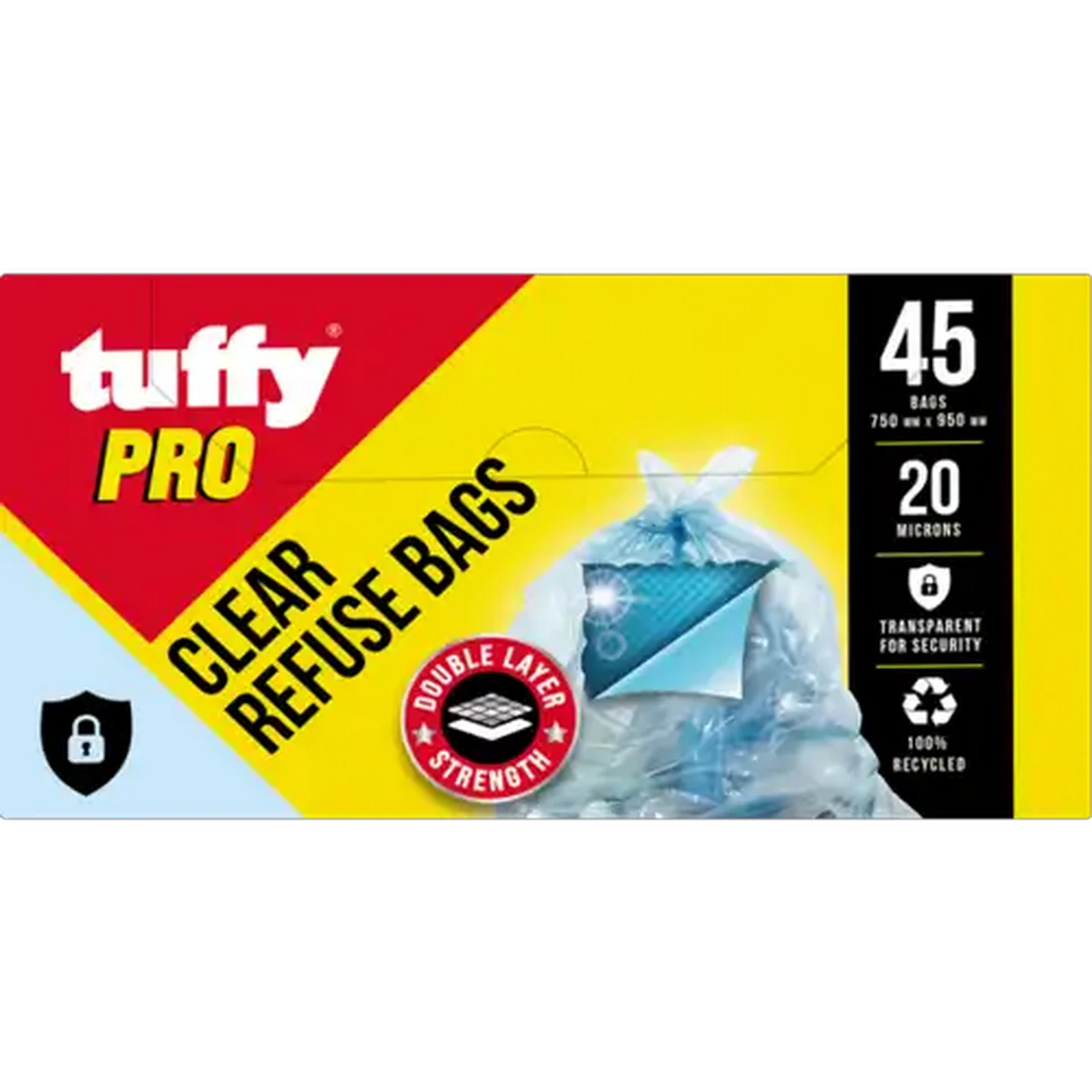 Image of Tuffy Pro 45 Pack Clear Refuse Bags 750mm x 950mm