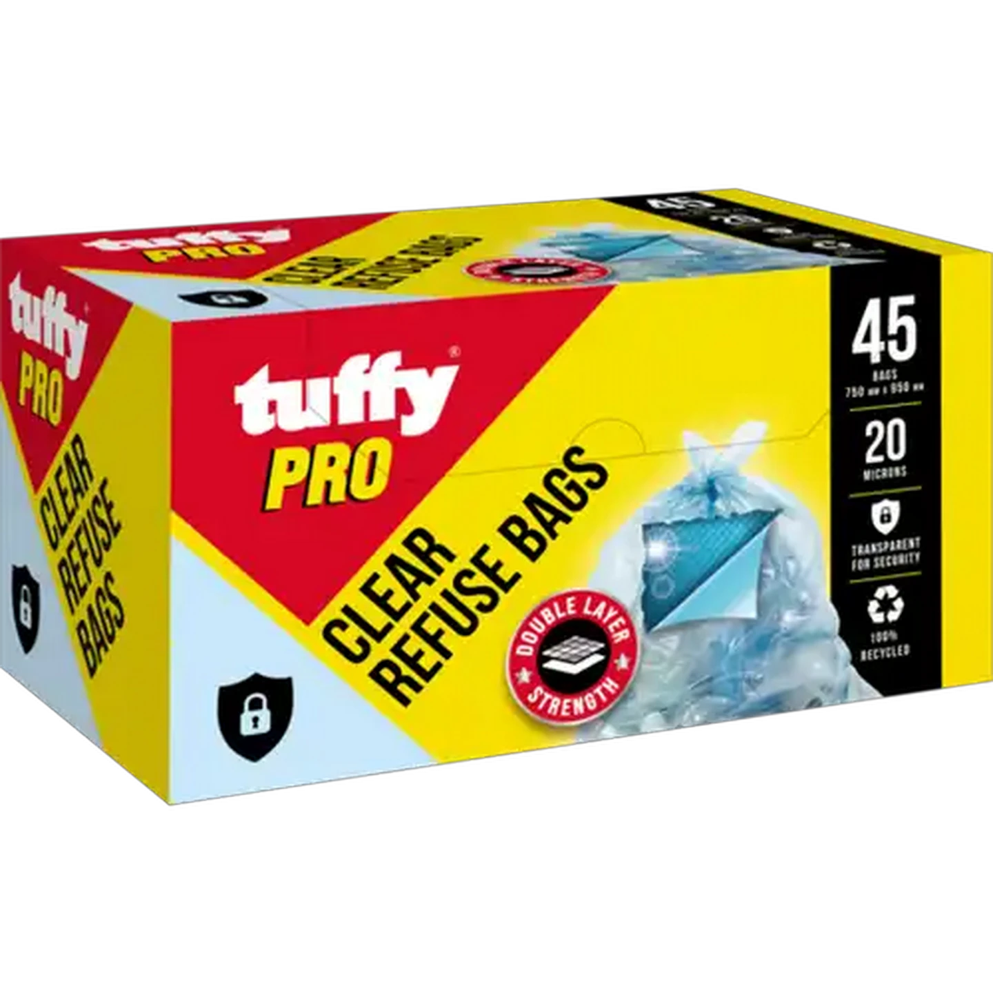 Image of Tuffy Pro 45 Pack Clear Refuse Bags 750mm x 950mm